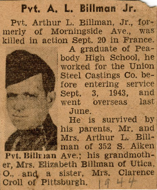 Pfc Arthur L Billman, Jr