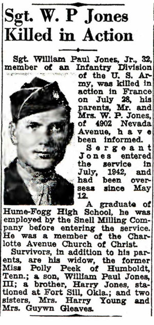 Sgt William P Jones, Jr