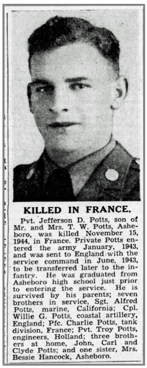 Pvt Jefferson D Potts