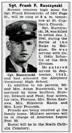 S/Sgt Frank F Rusczynski