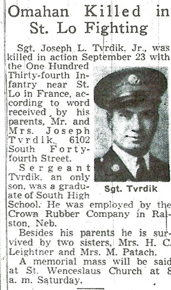 Pvt Joseph T Tvrdik, Jr