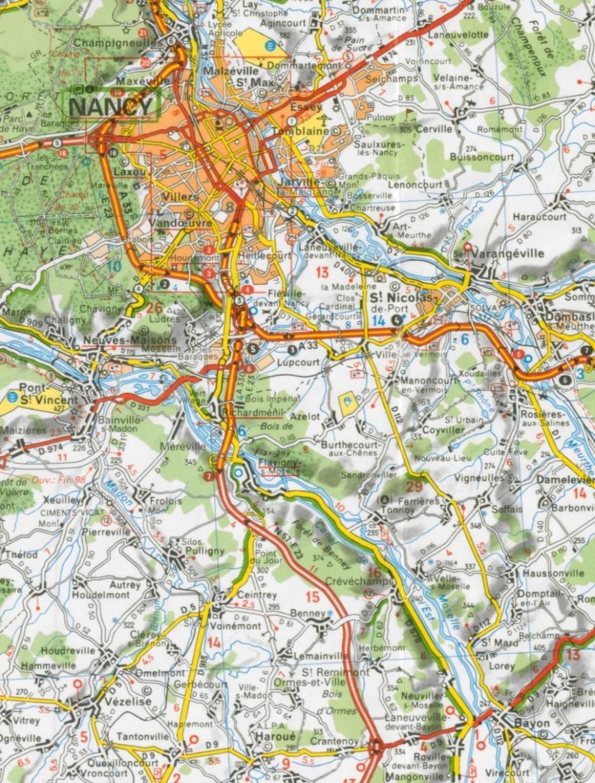 Map, Nancy France and south