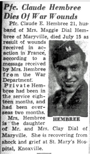 Pfc Claude E Hembree