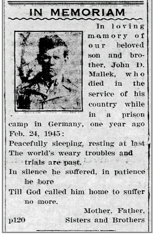 Pvt John D Mallek