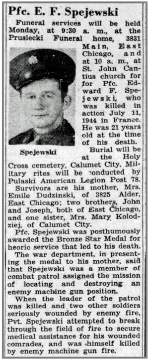 Pfc Edward F Spejewski