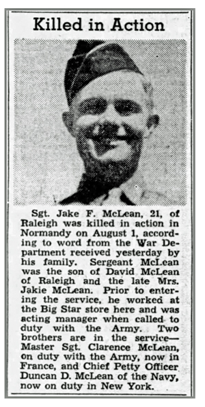 Sgt Jake F McLean