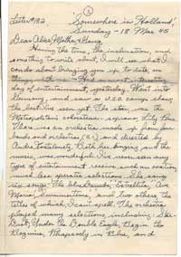 John Ryan letter written somewhere in Holland, 3-18-1945