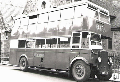 Double decker bus, Red & White Line (EWO 471) Cheltenham, England