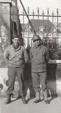 T/5 Bruce E Ross and brother C Seabert Ross meet in Paris, November 12, 1944