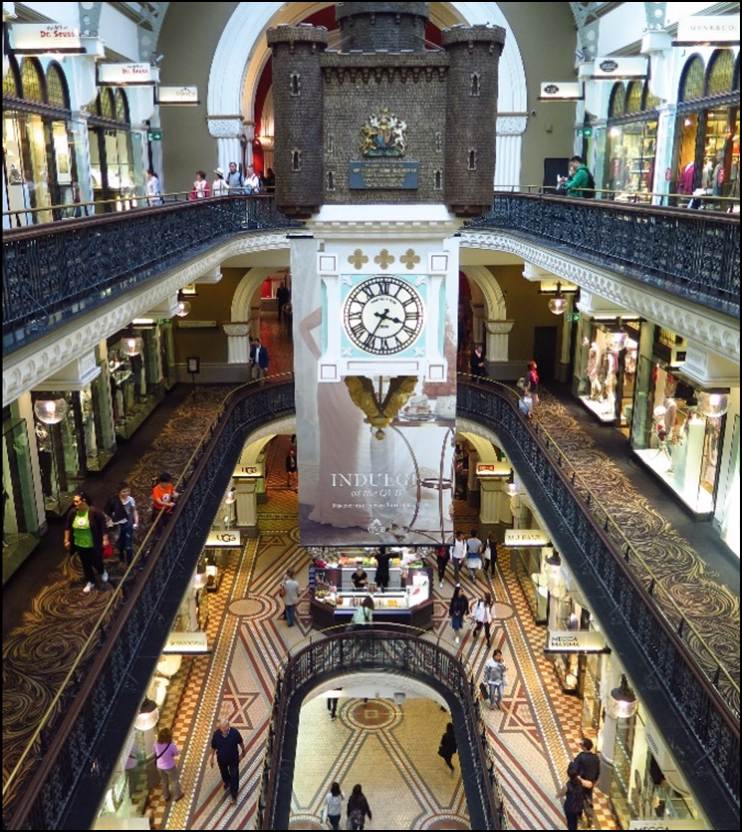 A large building with a clock